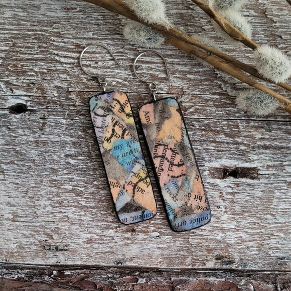 HANDCRAFTED PAINTED DROP EARRINGS - Picture 1 of 5